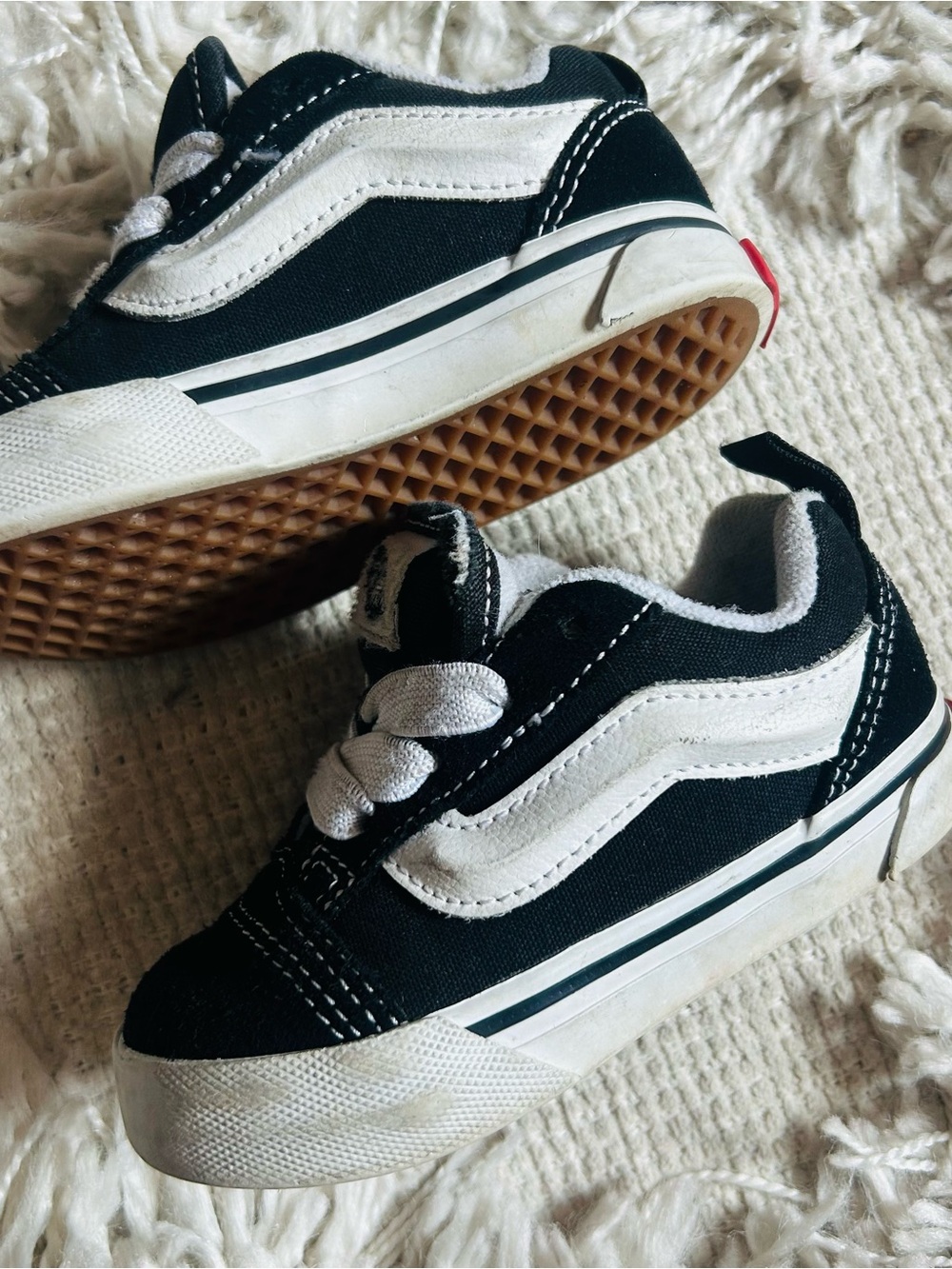 Vans Black and White Kids Low-Top Skate Sneakers